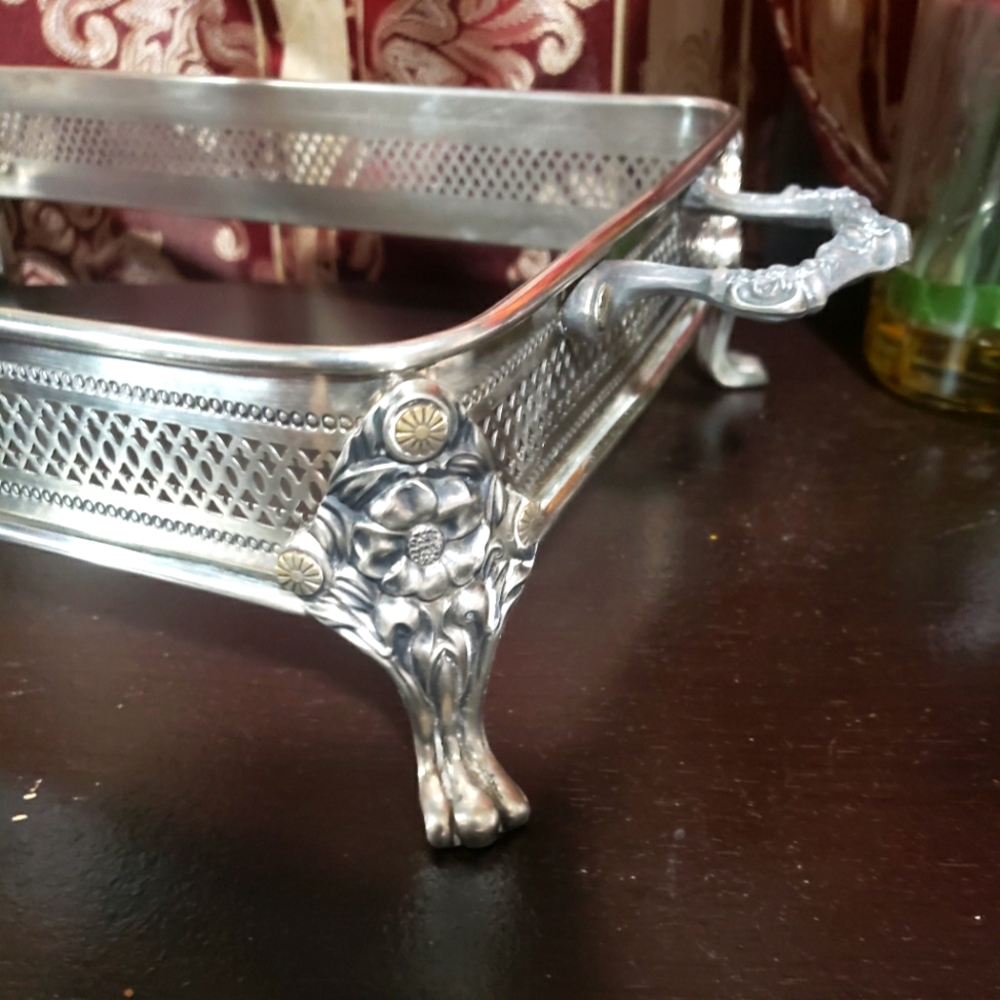 Vintage Silver-plate Footed Stand.